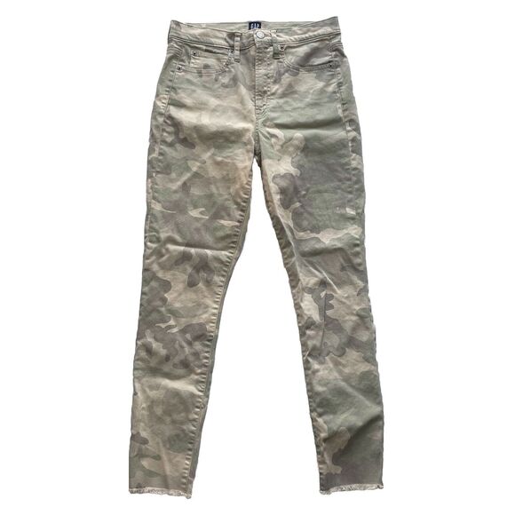 Gap Denim True Skinny High Rise Stretch Ankle Jeans Camo Sz 28/6 Regular Raw Hem - Picture 2 of 11